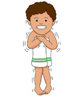 boy with towel shivering after bath